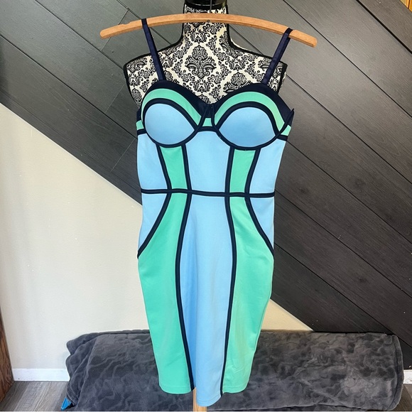 Entry Dresses & Skirts - Entry Bodycon Contrast Piping Mini Dress